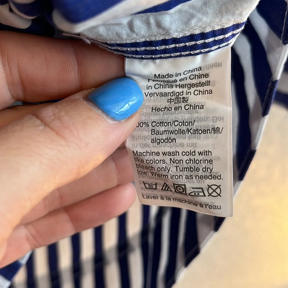 J.Crew. S. Like new. Blue/white stripe blouse.